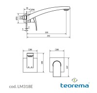 MEDIDAS MONOMANDO LAVABO MURAL LUME TEOREMA